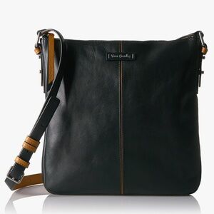 Vera Bradley Gallatin Black Brown Leather Convertible Crossbody Bag